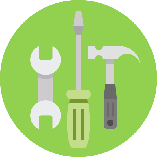 4E’s Equip stage in our change management consultancy approach Illustrated toolkit including a spanner, screwdriver and hammer symbolising the Equip phase in our four E's change management approach.