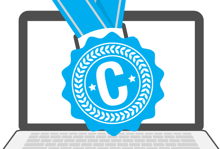 featured-service-digital-champions An illustrated medal for digital champions is draped over a laptop screen