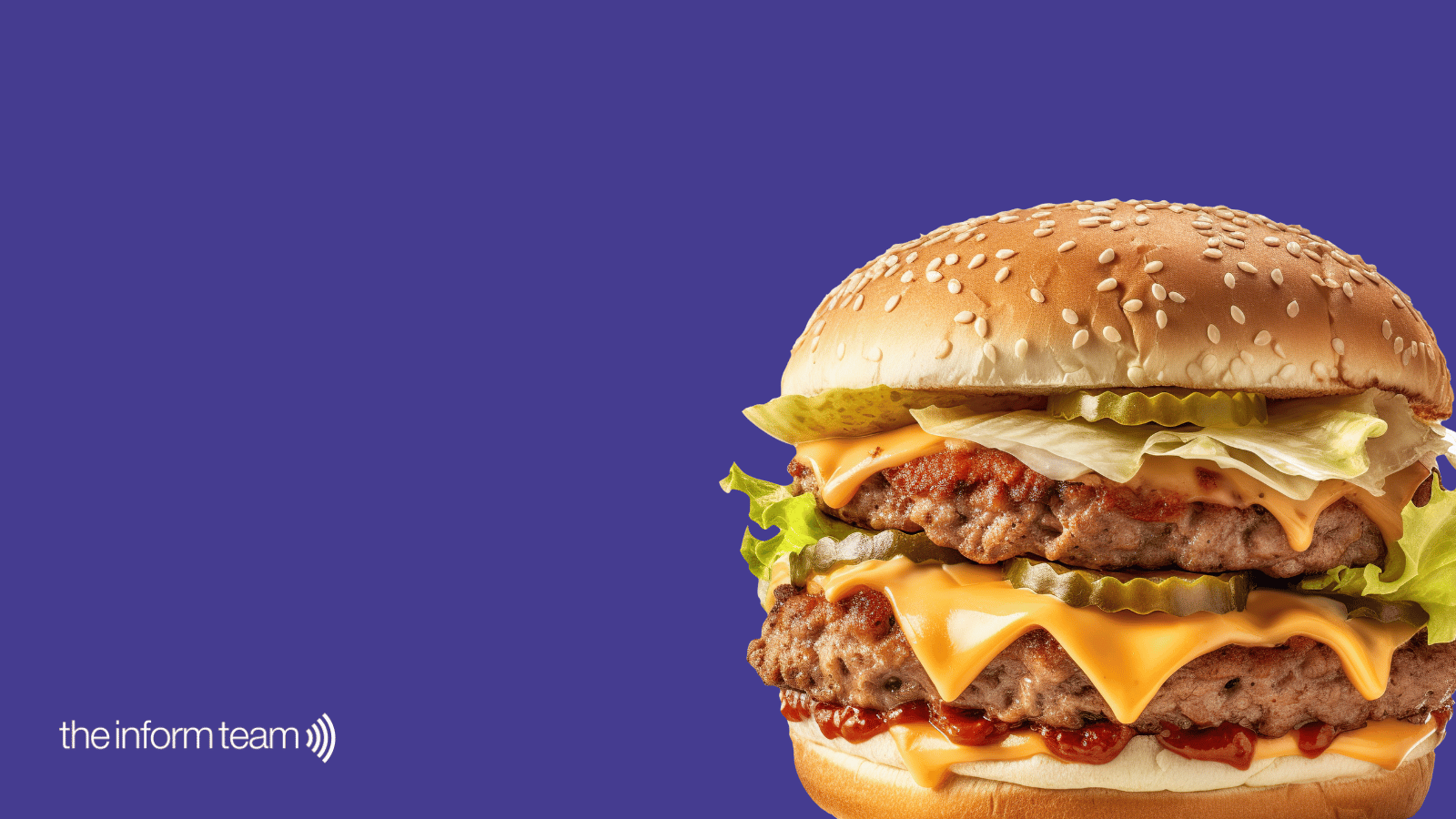 Burger blog featured image An image of a burger on a purple background