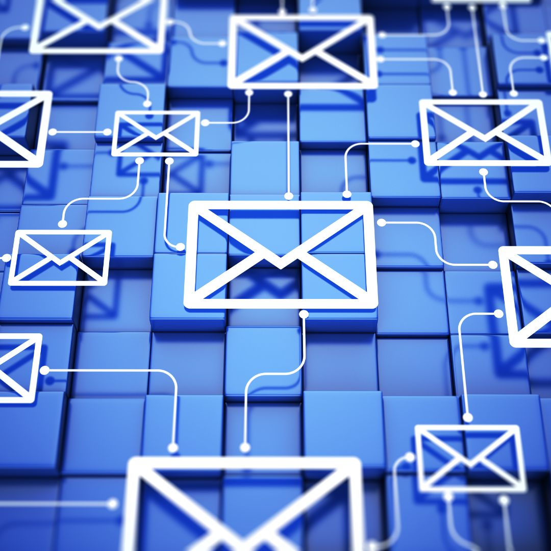 copilot-email-efficiency Abstract image showing envelopes connected by lines